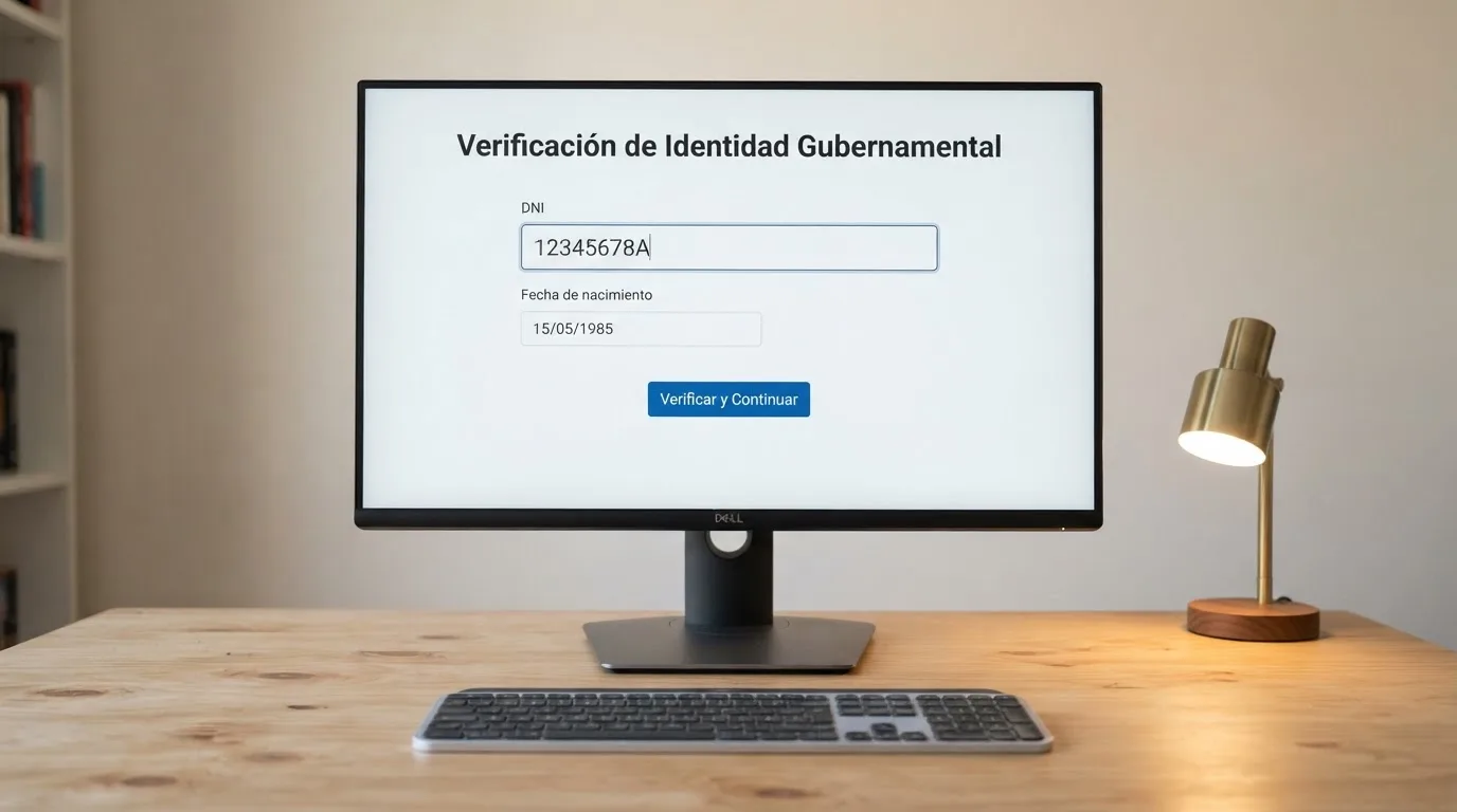 Pantalla de ordenador mostrando el formulario de consulta del RGIAJ en la sede electrónica de la DGOJ, con campos de DNI y fecha