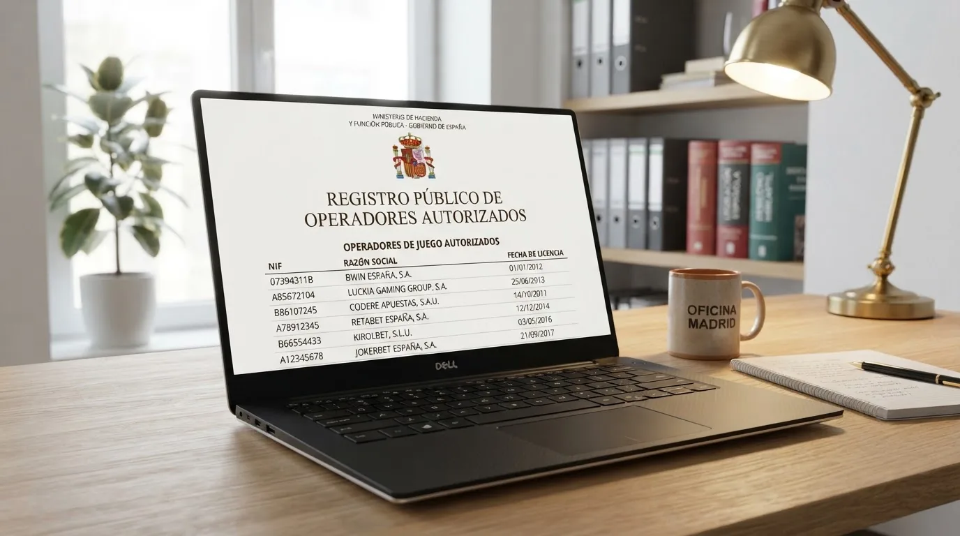 Pantalla del registro oficial de operadores de juego de la DGOJ con el escudo institucional